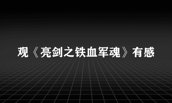 观《亮剑之铁血军魂》有感