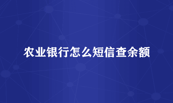 农业银行怎么短信查余额