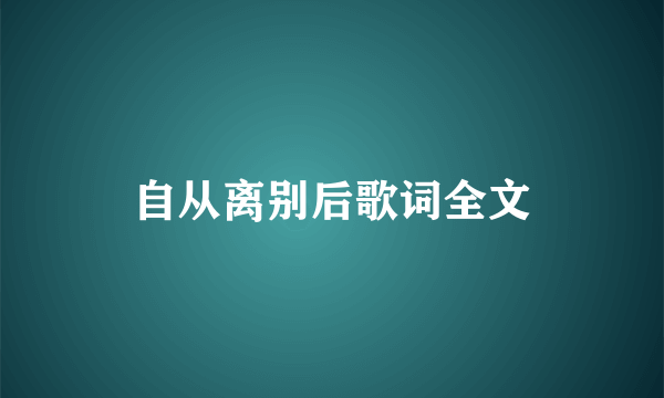 自从离别后歌词全文