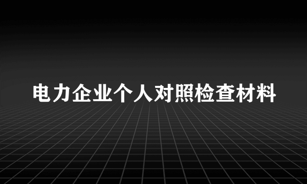 电力企业个人对照检查材料