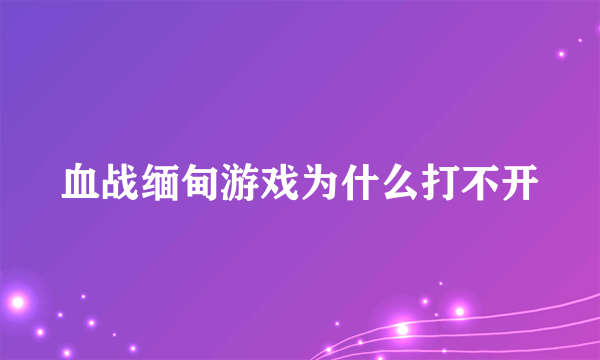 血战缅甸游戏为什么打不开