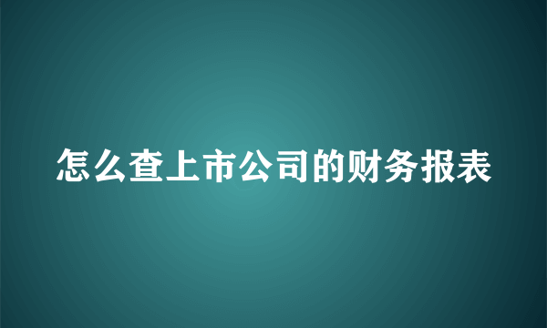 怎么查上市公司的财务报表