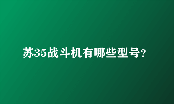 苏35战斗机有哪些型号？