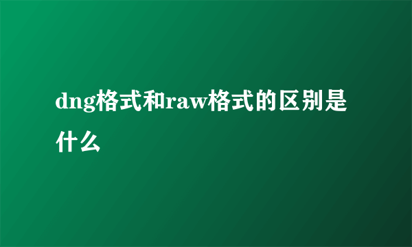 dng格式和raw格式的区别是什么