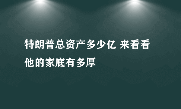 特朗普总资产多少亿 来看看他的家底有多厚