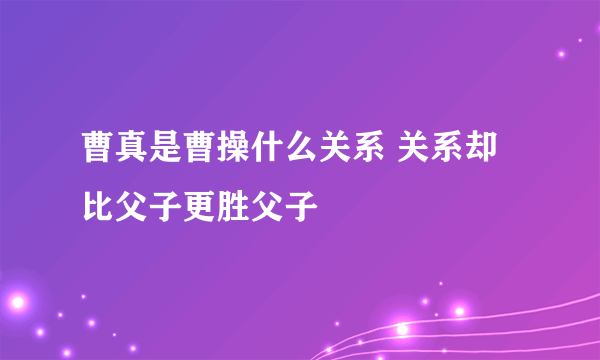 曹真是曹操什么关系 关系却比父子更胜父子