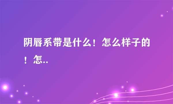 阴唇系带是什么！怎么样子的！怎..