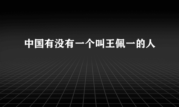 中国有没有一个叫王佩一的人