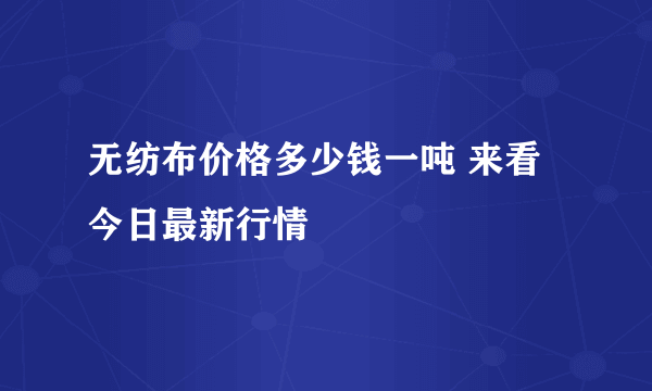 无纺布价格多少钱一吨 来看今日最新行情