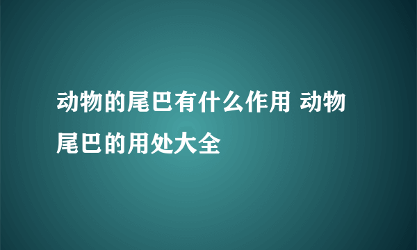 动物的尾巴有什么作用 动物尾巴的用处大全