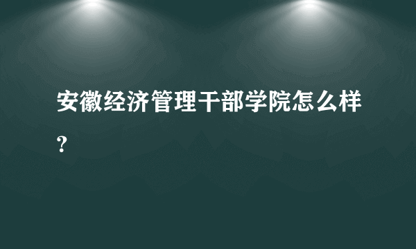 安徽经济管理干部学院怎么样？