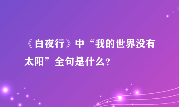 《白夜行》中“我的世界没有太阳”全句是什么？