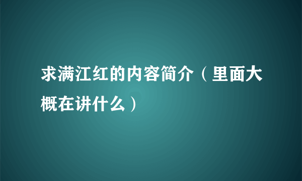 求满江红的内容简介（里面大概在讲什么）