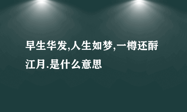 早生华发,人生如梦,一樽还酹江月.是什么意思