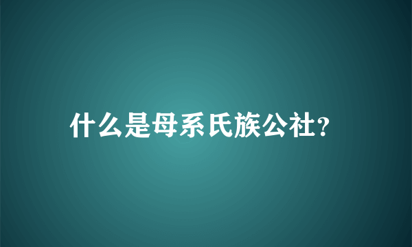 什么是母系氏族公社？