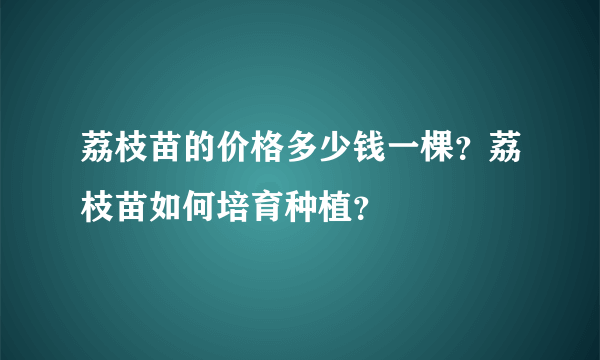 荔枝苗的价格多少钱一棵？荔枝苗如何培育种植？