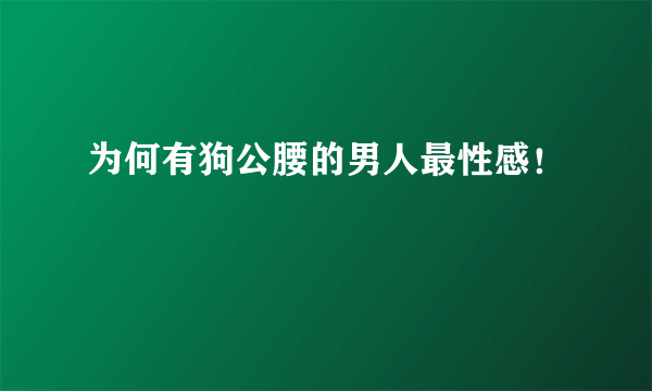 为何有狗公腰的男人最性感！