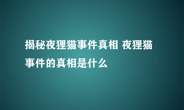 揭秘夜狸猫事件真相 夜狸猫事件的真相是什么