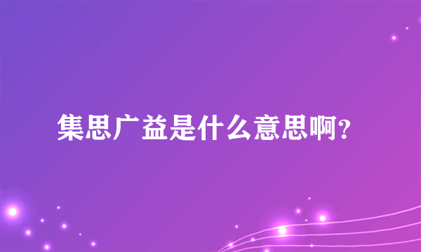 集思广益是什么意思啊？