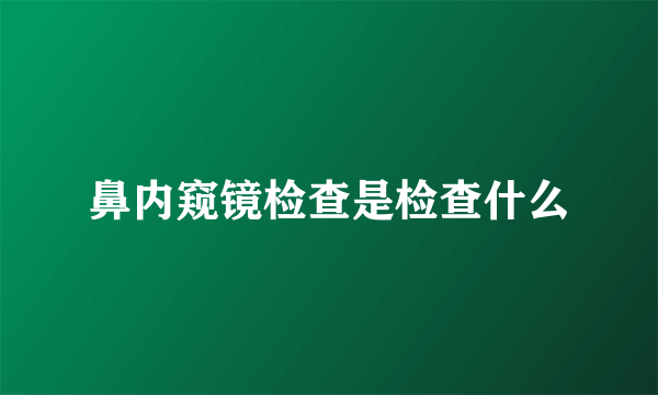 鼻内窥镜检查是检查什么