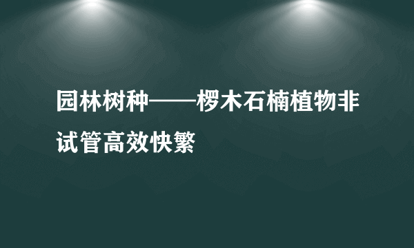 园林树种——椤木石楠植物非试管高效快繁