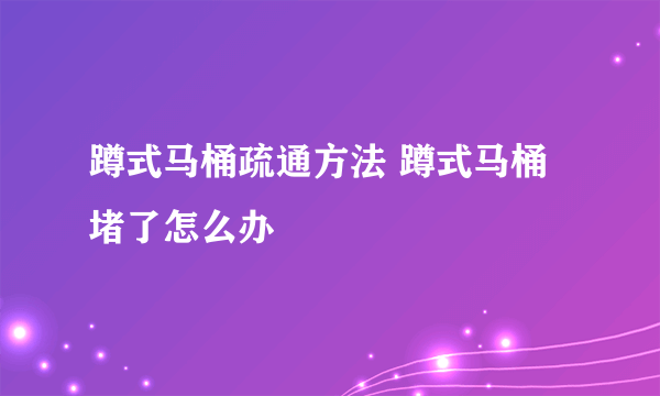 蹲式马桶疏通方法 蹲式马桶堵了怎么办