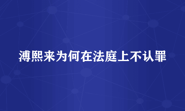 溥熙来为何在法庭上不认罪