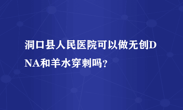 洞口县人民医院可以做无创DNA和羊水穿刺吗？