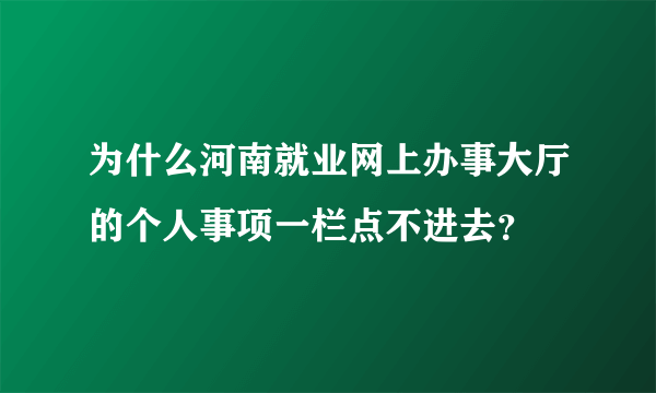 为什么河南就业网上办事大厅的个人事项一栏点不进去？