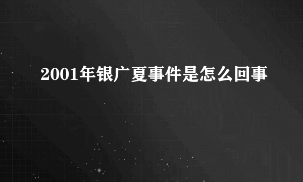 2001年银广夏事件是怎么回事