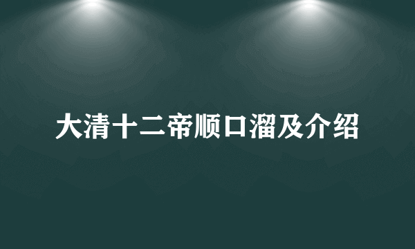 大清十二帝顺口溜及介绍