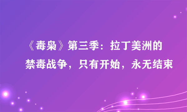 《毒枭》第三季：拉丁美洲的禁毒战争，只有开始，永无结束