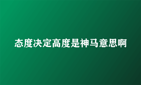 态度决定高度是神马意思啊