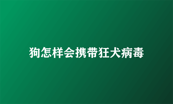 狗怎样会携带狂犬病毒