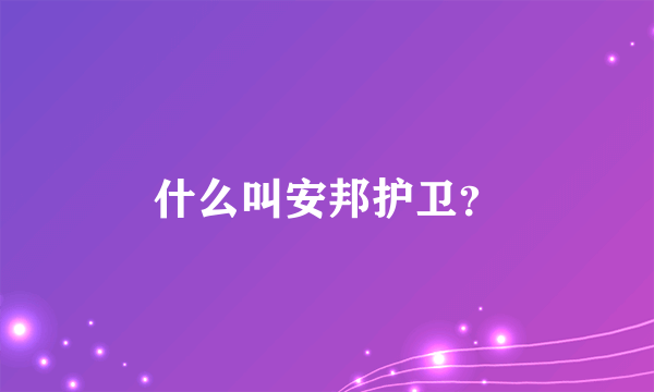 什么叫安邦护卫？