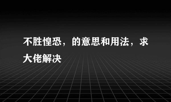 不胜惶恐，的意思和用法，求大佬解决