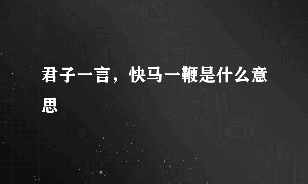 君子一言，快马一鞭是什么意思