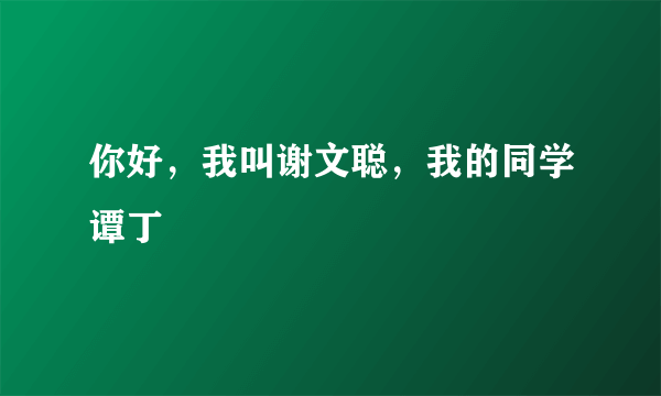 你好，我叫谢文聪，我的同学谭丁