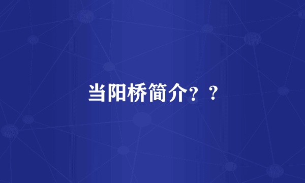 当阳桥简介？?