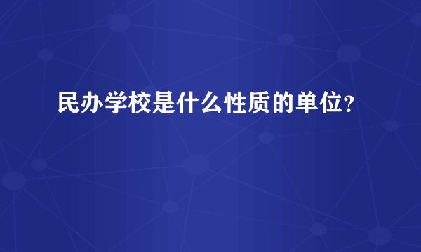 民办学校是什么性质的单位？