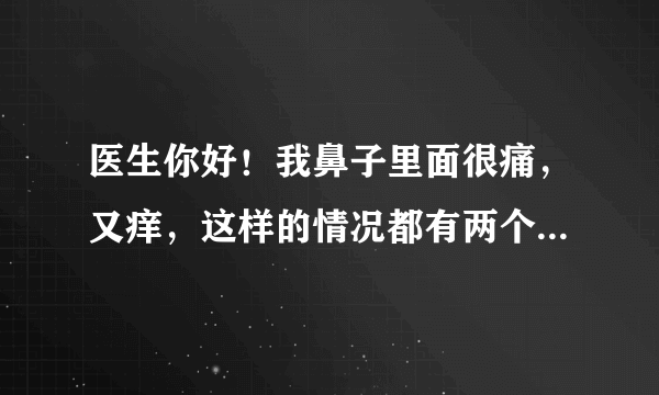 医生你好！我鼻子里面很痛，又痒，这样的情况都有两个月了。...