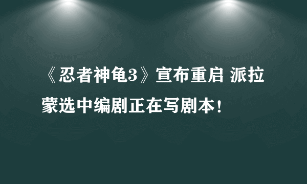 《忍者神龟3》宣布重启 派拉蒙选中编剧正在写剧本！