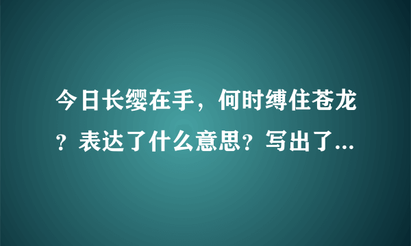 今日长缨在手，何时缚住苍龙？表达了什么意思？写出了怎样的心情