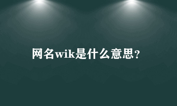 网名wik是什么意思？