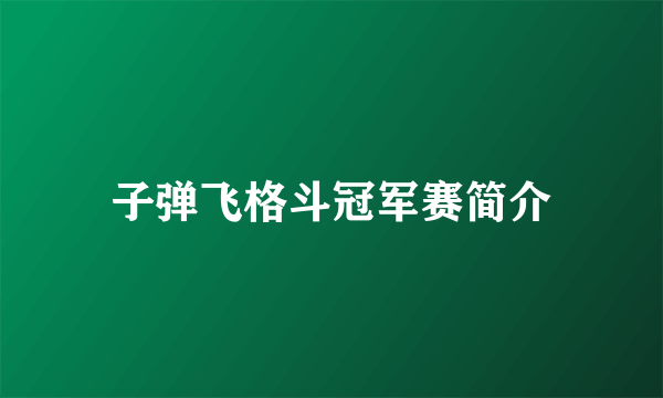 子弹飞格斗冠军赛简介