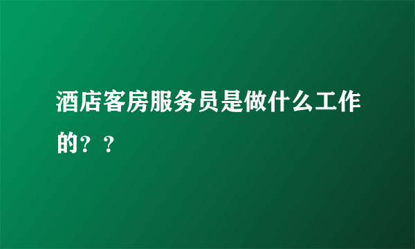 酒店客房服务员是做什么工作的？？