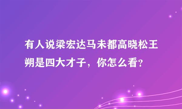 有人说梁宏达马未都高晓松王朔是四大才子，你怎么看？