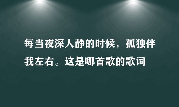 每当夜深人静的时候，孤独伴我左右。这是哪首歌的歌词