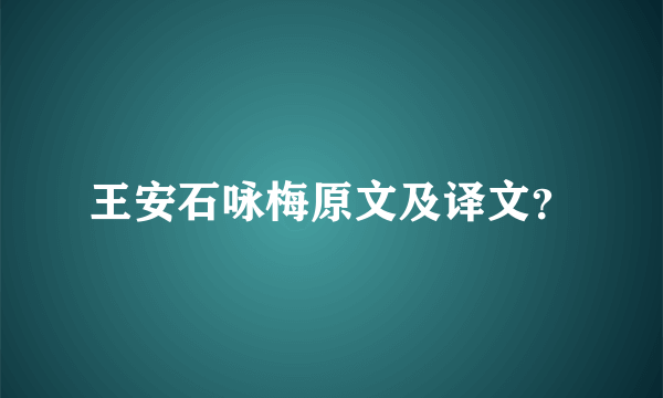 王安石咏梅原文及译文？