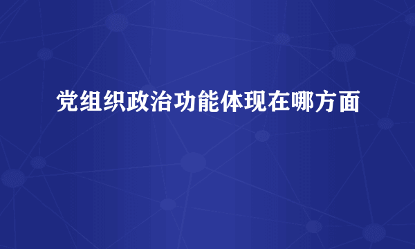 党组织政治功能体现在哪方面